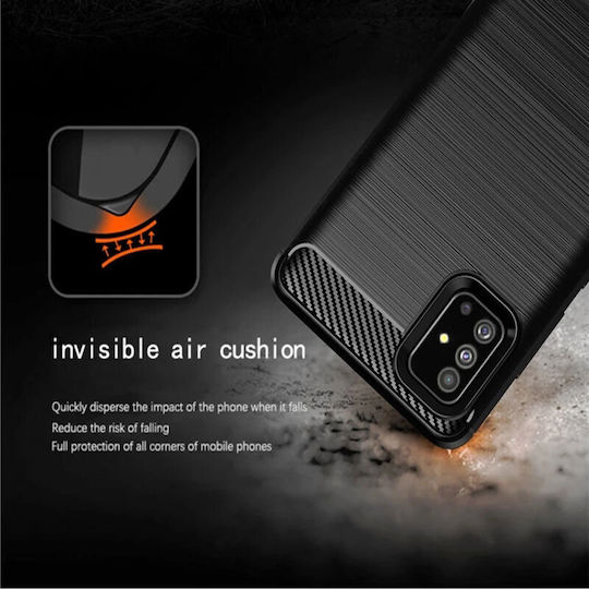 Techsuit Carbon Umschlag Rückseite Silikon Schwarz (Galaxy A51)