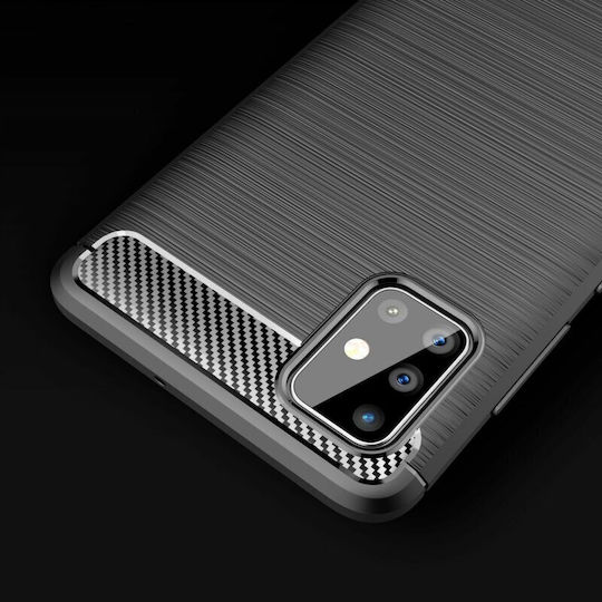 Techsuit Carbon Umschlag Rückseite Silikon Schwarz (Galaxy A51)