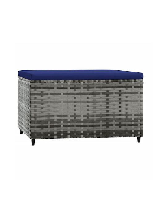 Garden Stool Cube Outdoor Rattan with Cushion Blue 2 Pieces 55x55x31cm