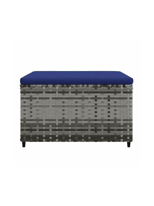 Garden Stool Cube Outdoor Rattan with Cushion Blue 2 Pieces 55x55x31cm