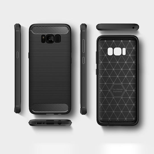Techsuit Carbon Umschlag Rückseite Silikon Schwarz (Galaxy S8)