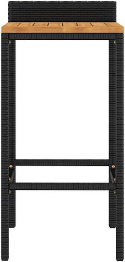 Σκαμπό Μπαρ Εξωτερικού Χώρου Rattan Μαύρο 2τμχ 40x42x78cm