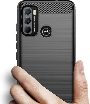 Techsuit Carbon Umschlag Rückseite Silikon Schwarz (Moto G60) KF237150