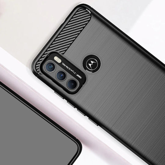Techsuit Carbon Back Cover Silicon Negru (Moto G60)