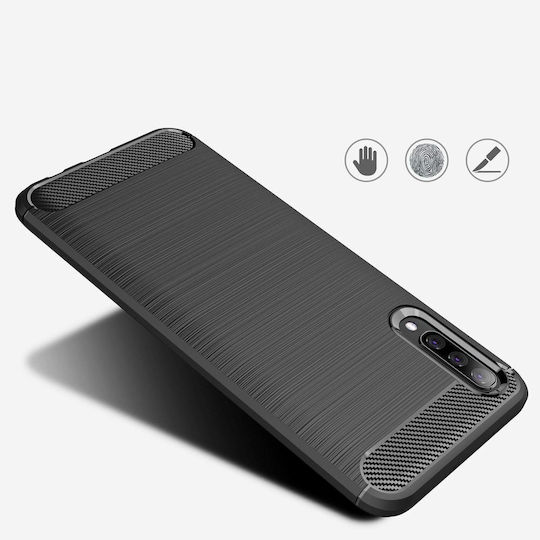 Techsuit Carbon Back Cover Σιλικόνης Μαύρο (Galaxy A30s)