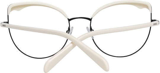 Emilio Pucci Optical Frame Weiblich Metallisch Brillenrahmen Schmetterling Weiß EP5131 005