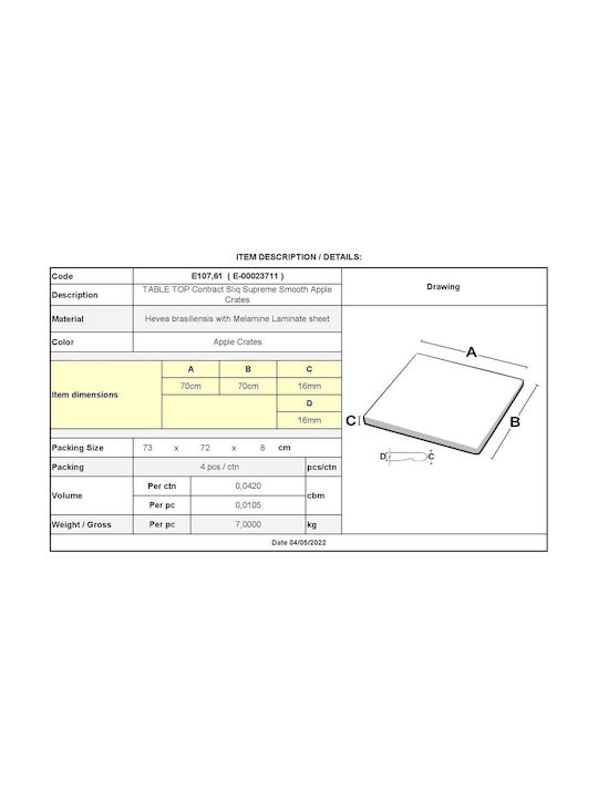 Woodwell Contract Sliq Supreme Square Chipboard Table Surface Apple Crates 70x70cm