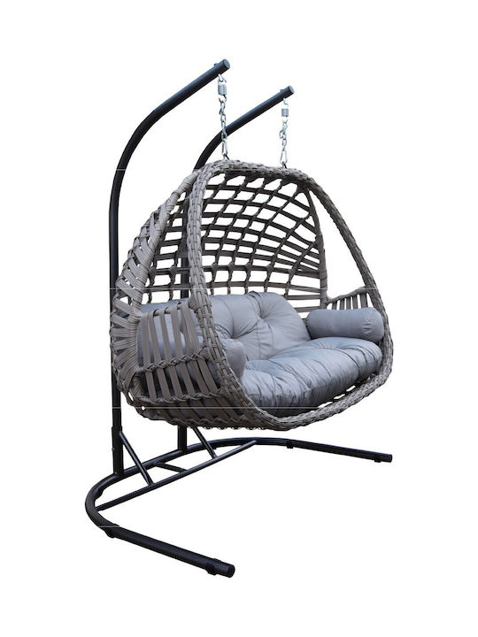 Nest mit Basis 2 Sitze Rattan L170xB90xH210cm Gray Nest mit Basis 2 Sitze Rattan L170xB90xH210cm Gray