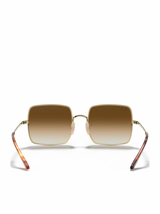 Ray Ban Square Γυναικεία Γυαλιά Ηλίου με Χρυσό Μεταλλικό Σκελετό και Καφέ Ντεγκραντέ Φακό RB1971 9147/51