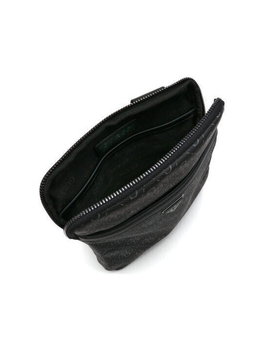 Guess Artificial Leather Shoulder / Crossbody Bag with Zipper & Adjustable Strap Black 4cm