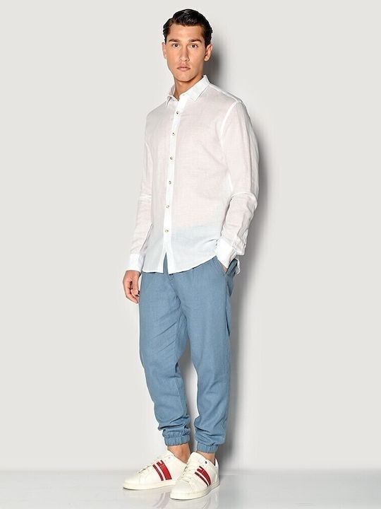 Long-sleeved Linen Shirt White