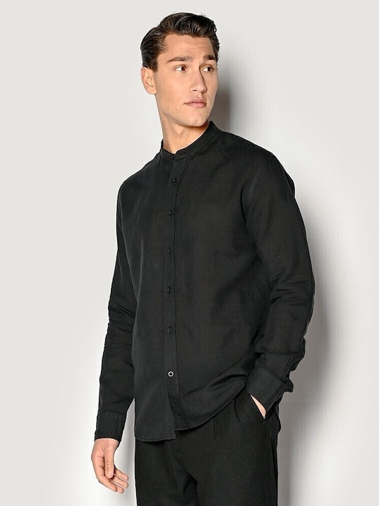 Long-sleeved Linen Shirt Black