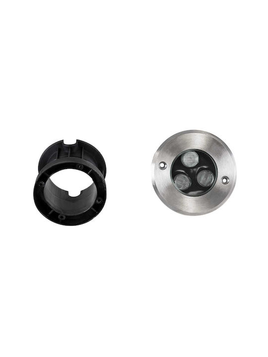 GloboStar Spot De Podea LED 12W Cu Alb Cald IP68 Argintiu