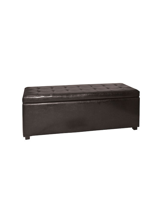 Stool Bench Stool With Storage Space Upholstered with Leatherette Denise Dark brown 113x43x45cm