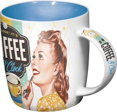 Nostalgic Art Coffee O' Clock Say it 50s Becher Keramik Mehrfarbig 330ml 43019
