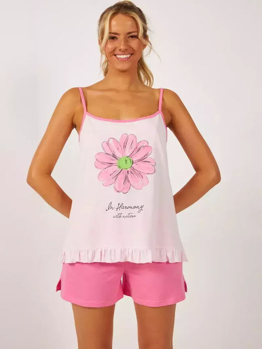 Harmony Summer Women's Pyjama Set Cotton Pink