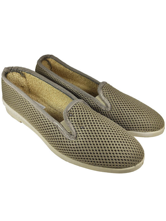 Greek Closed Fabric Slippers ZAK PB06 Beige