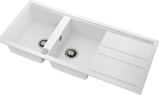 Teka Nova 80 B-TG 2B 1D 115400019 Drop-In Мивка от Синтетичен Гранит Ш116xД51см Бял