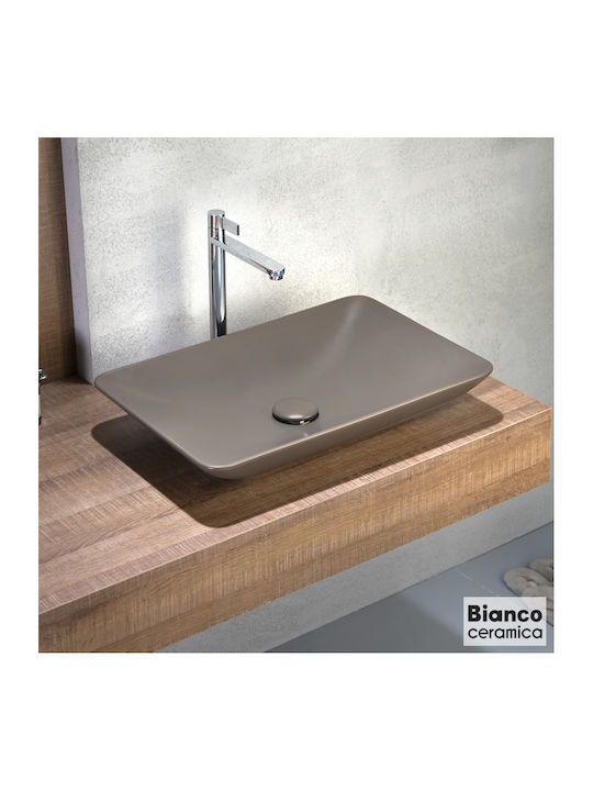 Bianco Ceramica Rio Vessel Sink Porcelain 60x37.7x12.7cm Brown