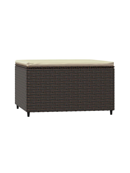 Gartenhocker Würfel Außeneinsatz Rattan mit Braunen Kissen 2Stücke 55x55x31cm