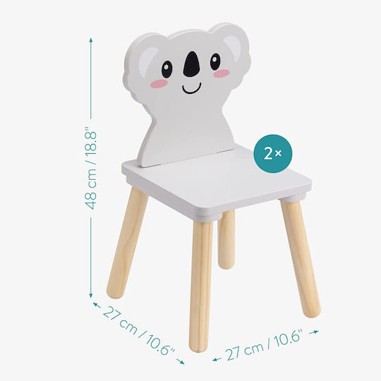 Koala Комплект Детска Маса със Столове Сиво / светло кафяво Navaris