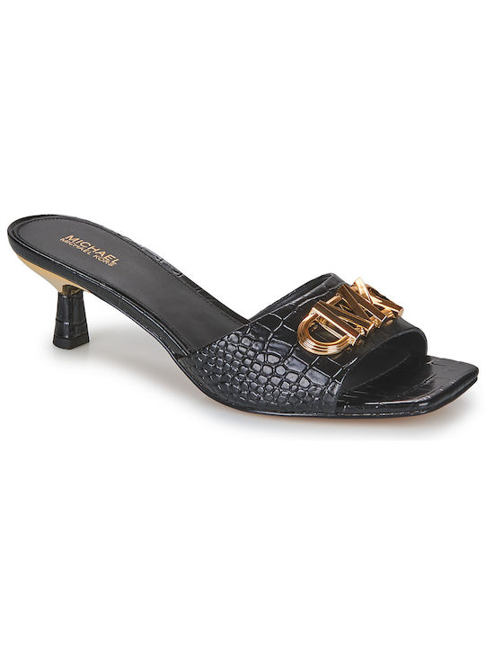 Michael Kors Amal Kitten Mules mit Chunky Niedrig Absatz in Schwarz Farbe