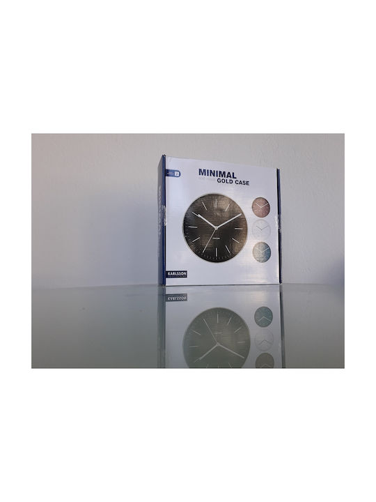 Karlsson Minimal Gold Black Αθόρυβο Ρολόι Τοίχου Μεταλλικό Μαύρο Ø27.5cm