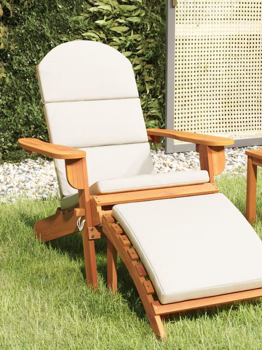 Deckchair Wooden with Cushion Brown 75x84x90cm.