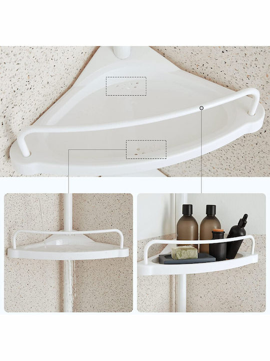 Songmics Ecke An der Wand montiert Badezimmerregal Kunststoff mit 4 Regalböden 35x23x305cm Weiß