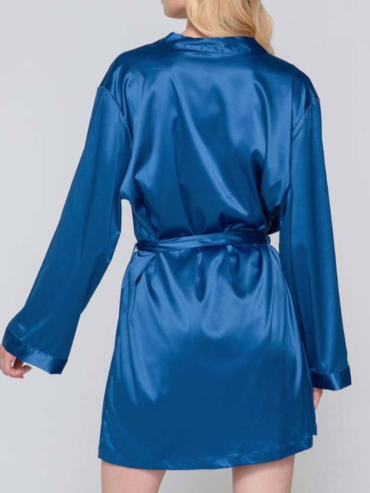 Luna Sommer Damen Satin Robe Blau