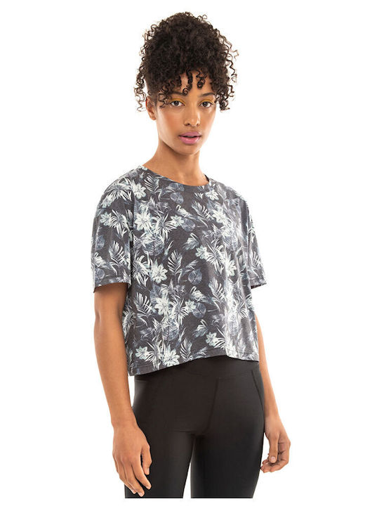 Women's Crop T-shirt Floral Black