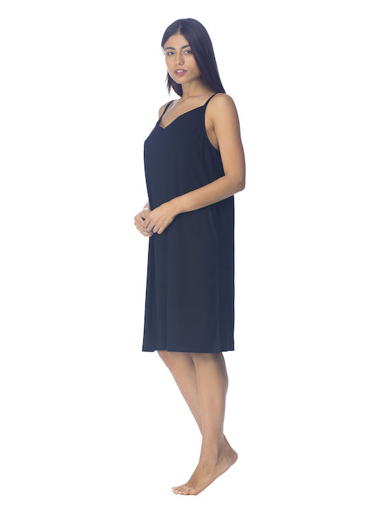 Zaboo Damen Sommerkleid aus Viskose mit dünnen Trägern (Plusgröße 1XL-6XL) - ZB1093 Schwarz