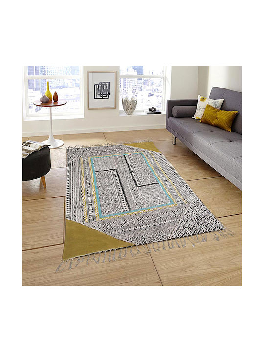 Newplan Handmade Rug Rectangular Summer Cotton with Fringes Gray