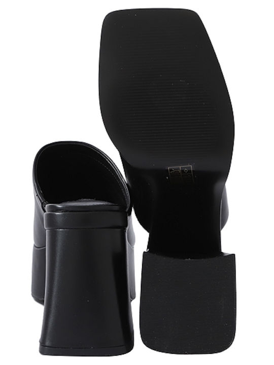 Danzi 3 Mules with Chunky High Heel in Black Color