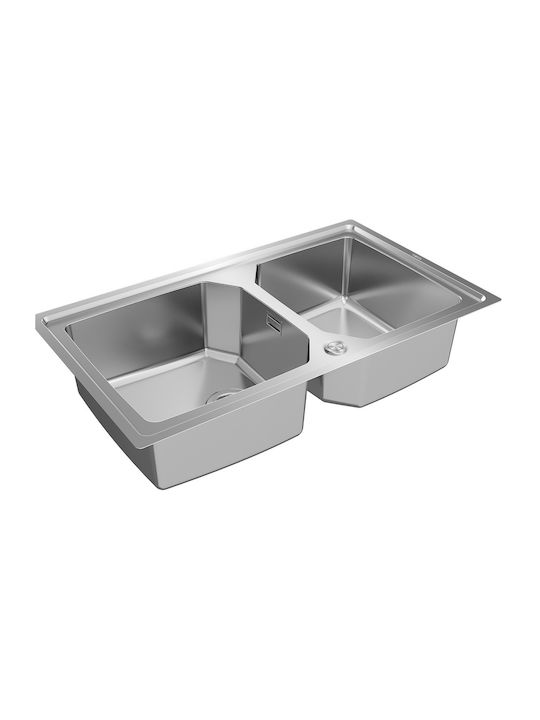 Teka Brooklyn 90 M-XP 2B Ένθετος Νεροχύτης Αριστερός Inox Σατινέ Μ86.4xΠ56.4cm Ασημί