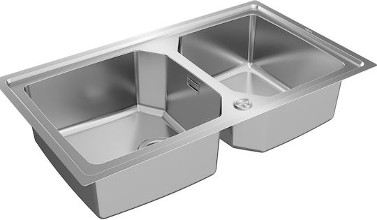 Teka Brooklyn 90 M-XP 2B Ένθετος Νεροχύτης Αριστερός Inox Σατινέ Μ86.4xΠ56.4cm Ασημί