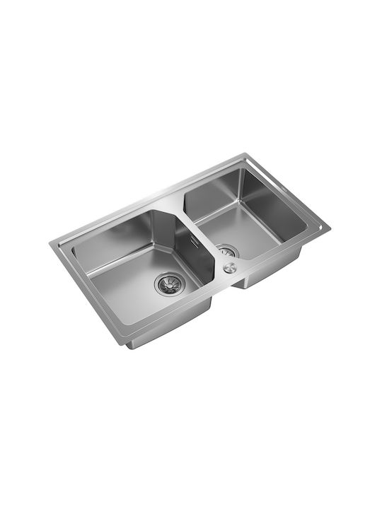 Teka Brooklyn 90 M-XP 2B Ένθετος Νεροχύτης Αριστερός Inox Σατινέ Μ86.4xΠ56.4cm Ασημί