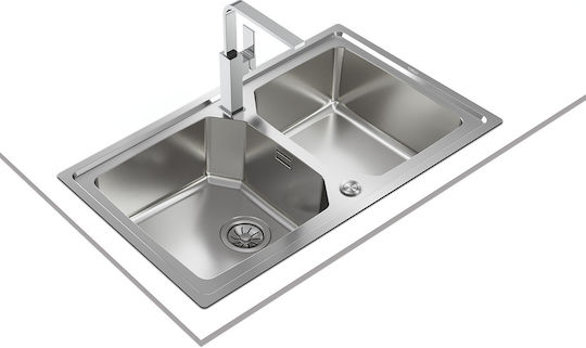Teka Brooklyn 90 M-XP 2B Ένθετος Νεροχύτης Αριστερός Inox Σατινέ Μ86.4xΠ56.4cm Ασημί