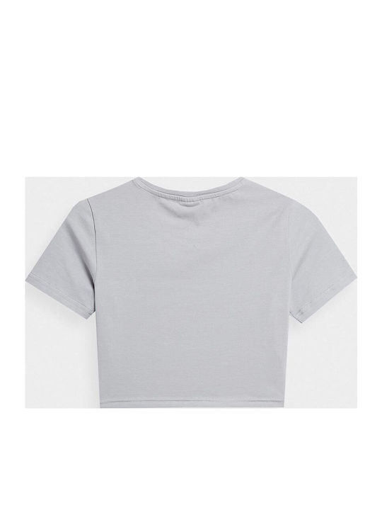 Women's Athletic Crop Top Short Sleeve Gray