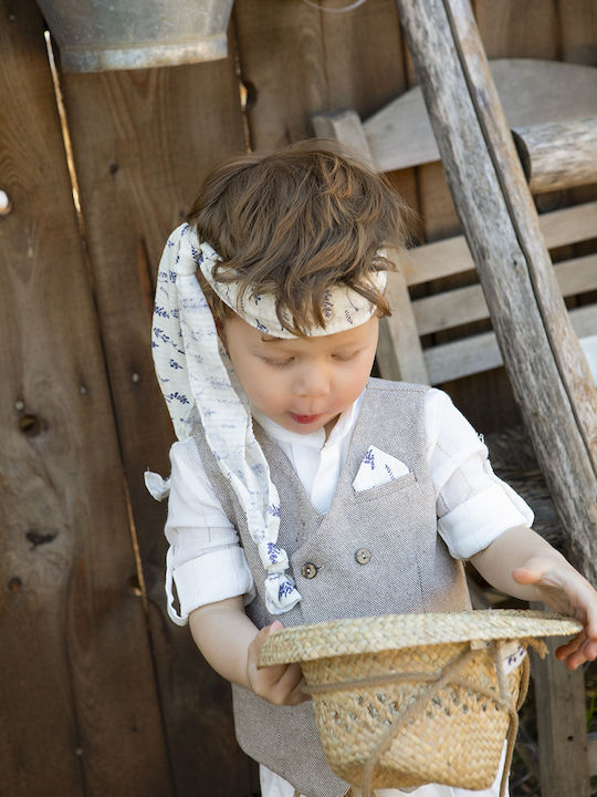Bambolino Baptism Suit for Boys Kylian Beige 5 Pieces