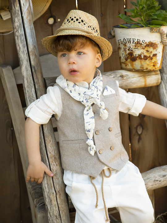 Bambolino Baptism Suit for Boys Kylian Beige 5 Pieces