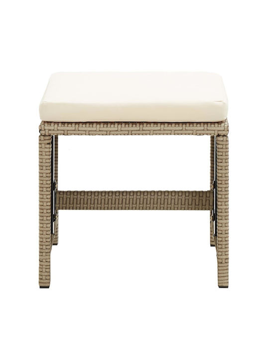 Fotoliu de exterior Rattan Bej cu pernă 2buc 52x56x85cm