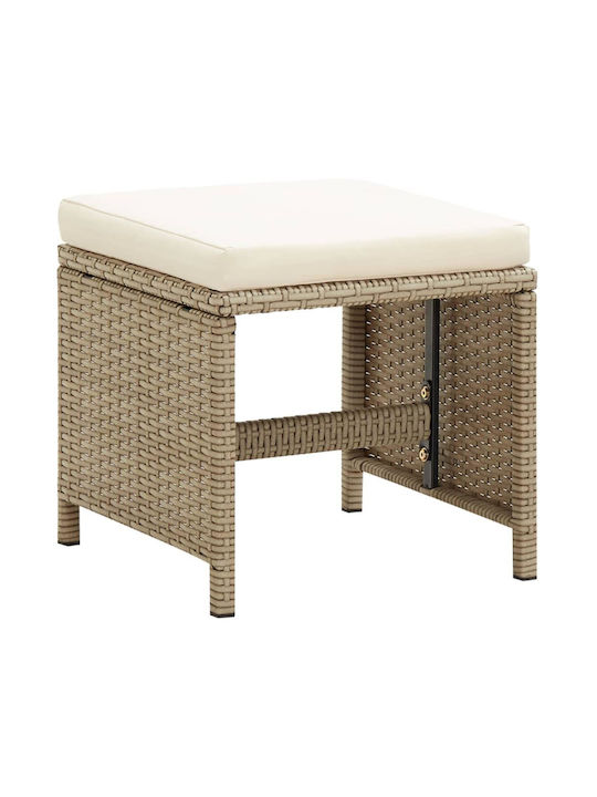 Fotoliu de exterior Rattan Bej cu pernă 2buc 52x56x85cm