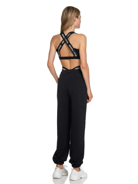 Kendall + Kylie Damen Sommer Crop Top Baumwolle Ärmellos Schwarz