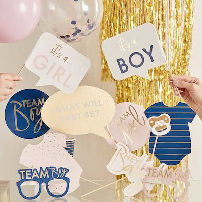 Gender Reveal Photo Booth Props, 10pcs.