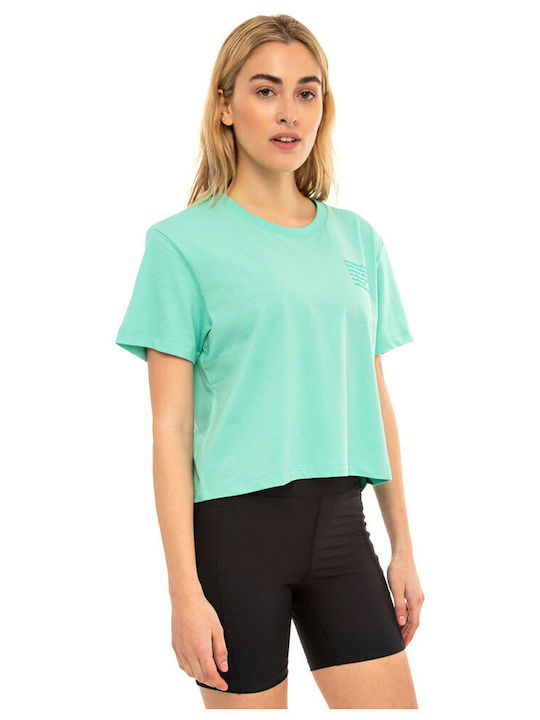 Damen Sommer Crop Top Baumwolle Kurzarm Grün