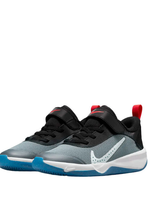 Nike Атлетични детски обувки Работещ Omni Multi Court Cool Grey / Black / Light Crimson / Photo Blue