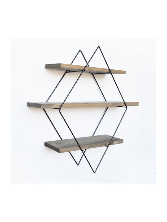 Shelf Wall Walnut / Black 60x14x60cm