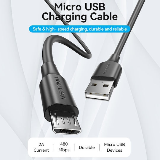 Vention Regular USB 2.0 to micro USB Cable Μαύρο 3m (CTIBI)