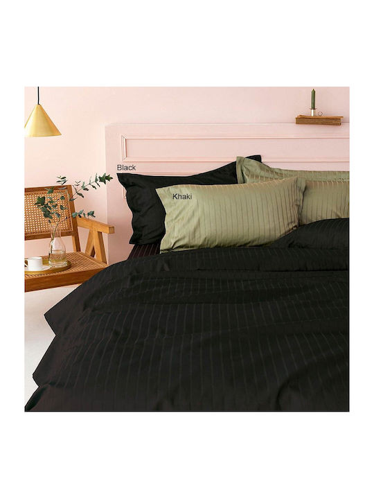 Palamaiki Чаршаф Кралица 240x270см. Sateen Riga Черно
